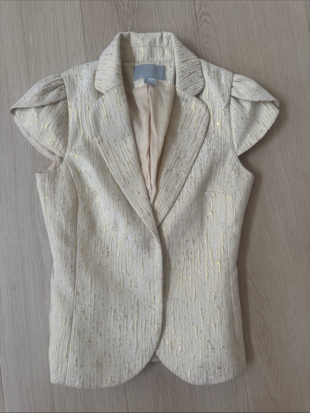 H&M Cream Blazer with Gold Metallic Accents